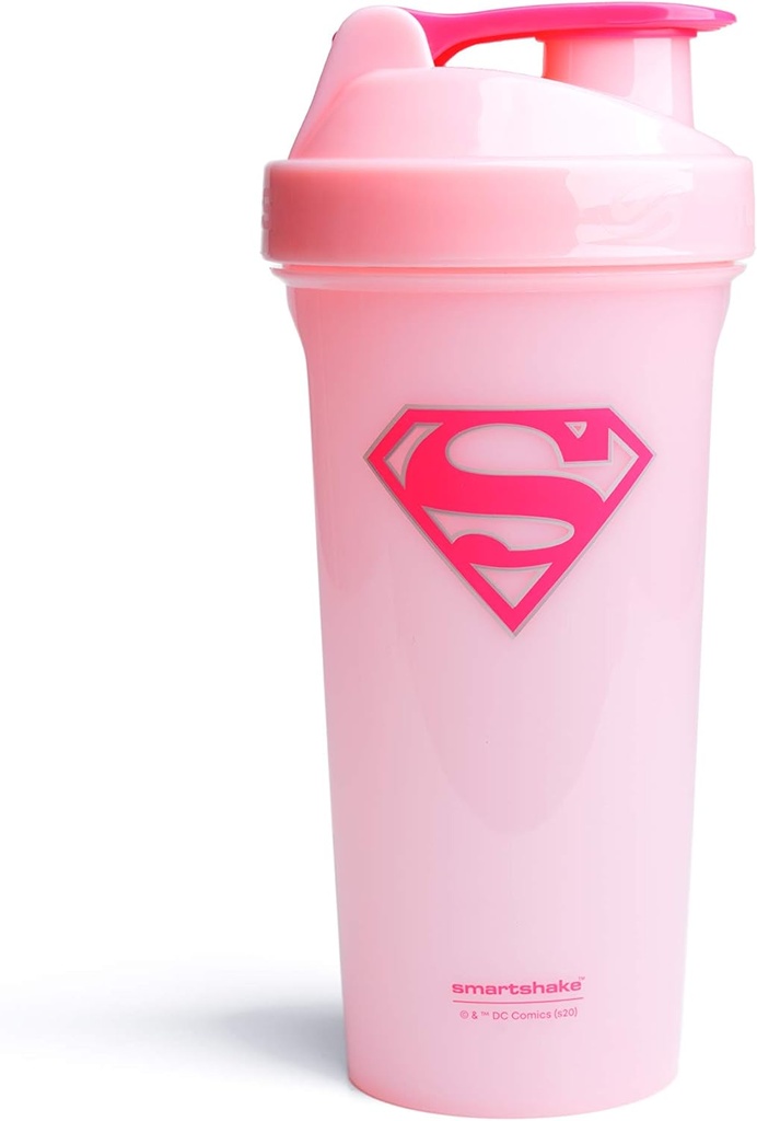 Smartshake Lite Liga protein třepačka láhev 800ml - DC Comics láhev vody, těsnotěsné BPA zdarma Gym třepačka a protein prášek (Supergirl)