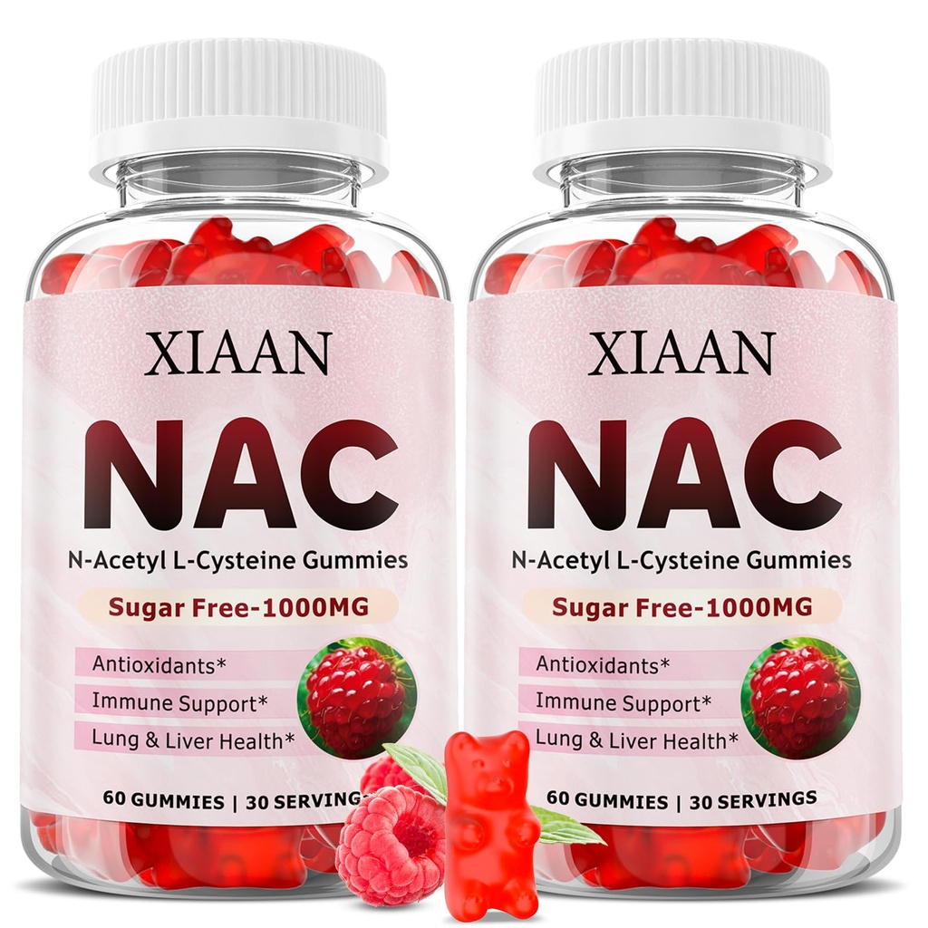 NAC Gummie pro děti a dospělé, N Acetyl Cystein 1000mg NAC dodatek pro antioxidanty a imunitní podporu, Lung & jaterní zdraví, Malina Flavor 120 Počet