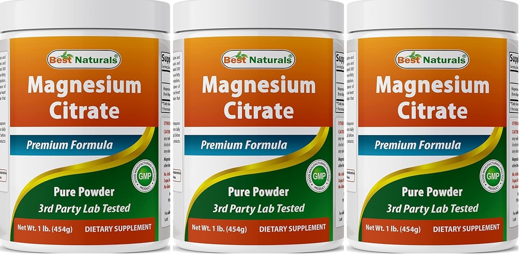 Nejlepší Naturals Magnesium Citrát prášek 1 libra (1 LB (balení po 3))