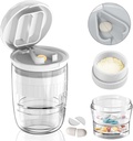 White-1 Pill Splitter a Cutter, Drtí tablety, Vitamíny, nerezová ocel čepel, Odnímatelný pitný pohár