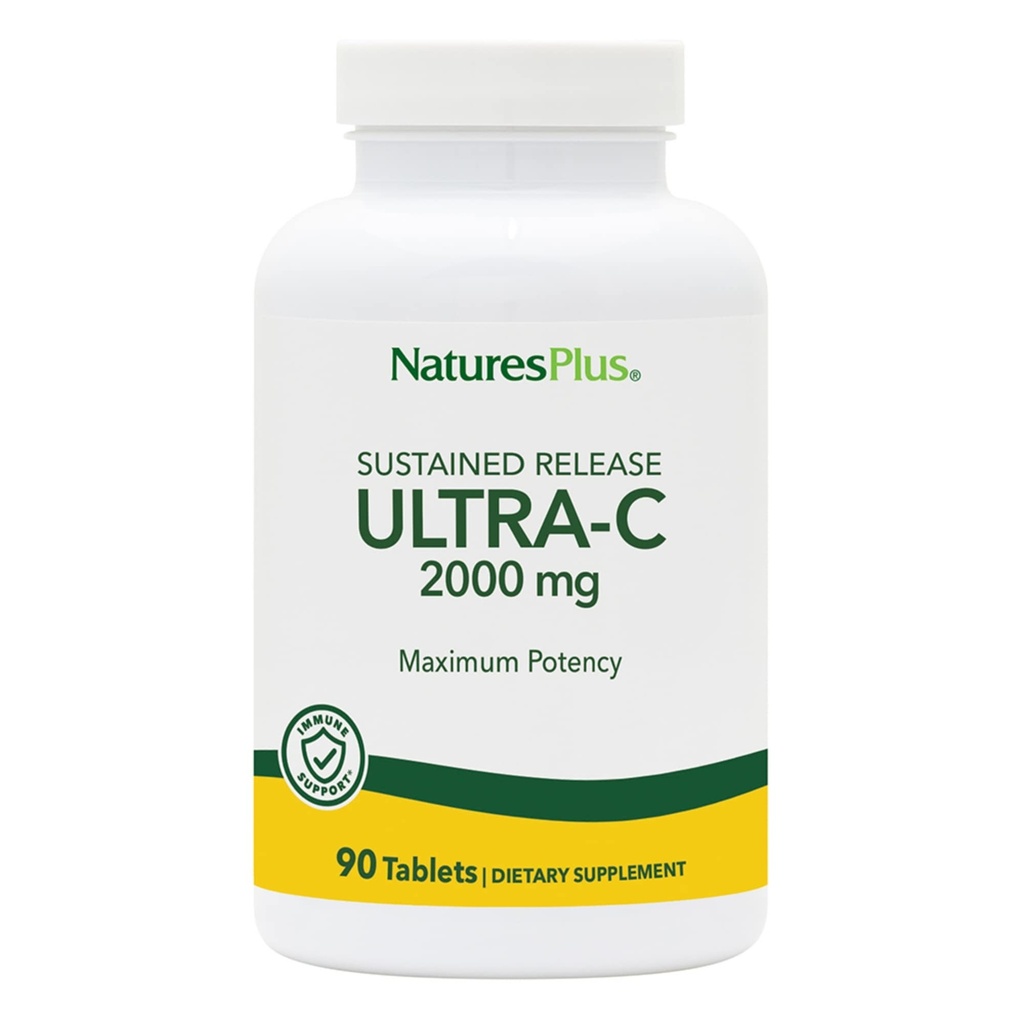Natures Plus Ultra C W / Rose HIPS, Trvalé uvolnění - 2000 mg, 90 Vegetariánských tablet - Maximální potenční imunitní podpora, Antioxidant - Free- Radical Defense - Gluten- Free - 90 Služeb