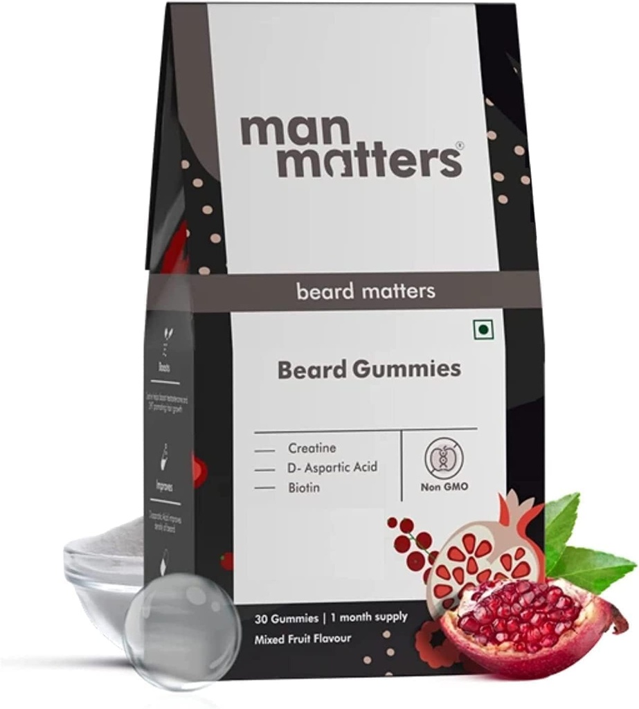 SENTA Man MaterS Beard Gummies for Men CLAS124; 30 Days Pack CLAS124; Silný Beard, Stimuluje Beard Follicles & Zlepšuje Beard Density CLAS124; Biotin, D- aspartic Acid & Creatine CLAS124; Gelatin- Free, 100% Vegan