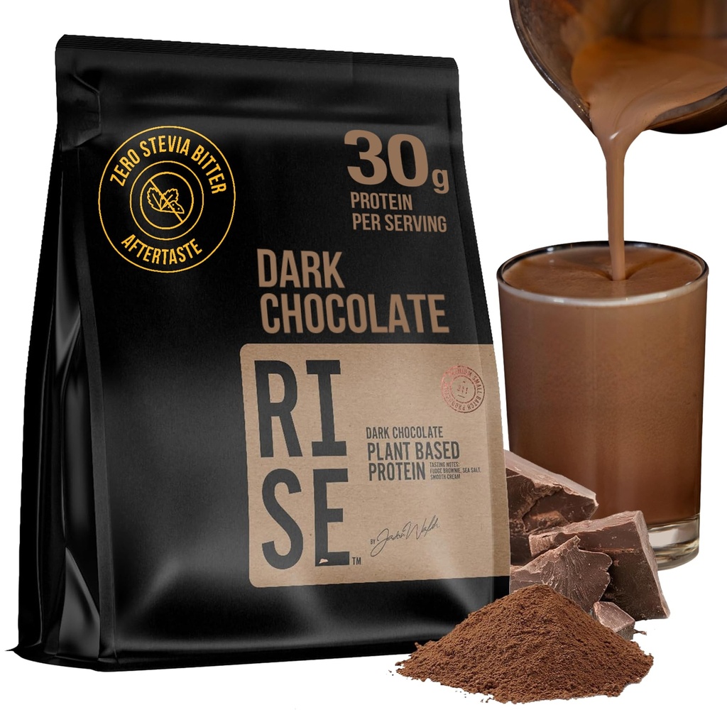 Plant- Based Protein Powder for Men and Women - 30g Kompletní rostlinný protein a 3g Leucin, Zero Bloat, Gourmet Cocoa, hladká textura, Temná čokoláda, 15 Služeb