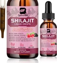 Shilajit Resin Liquid Kapky 124; Organic Shilajit 85 + Stopy Minerály Komplex s Ashwagandha, Turmeric, ženšen, Chaga dodatek pro potravu podporu, Energy Booster - Vegan