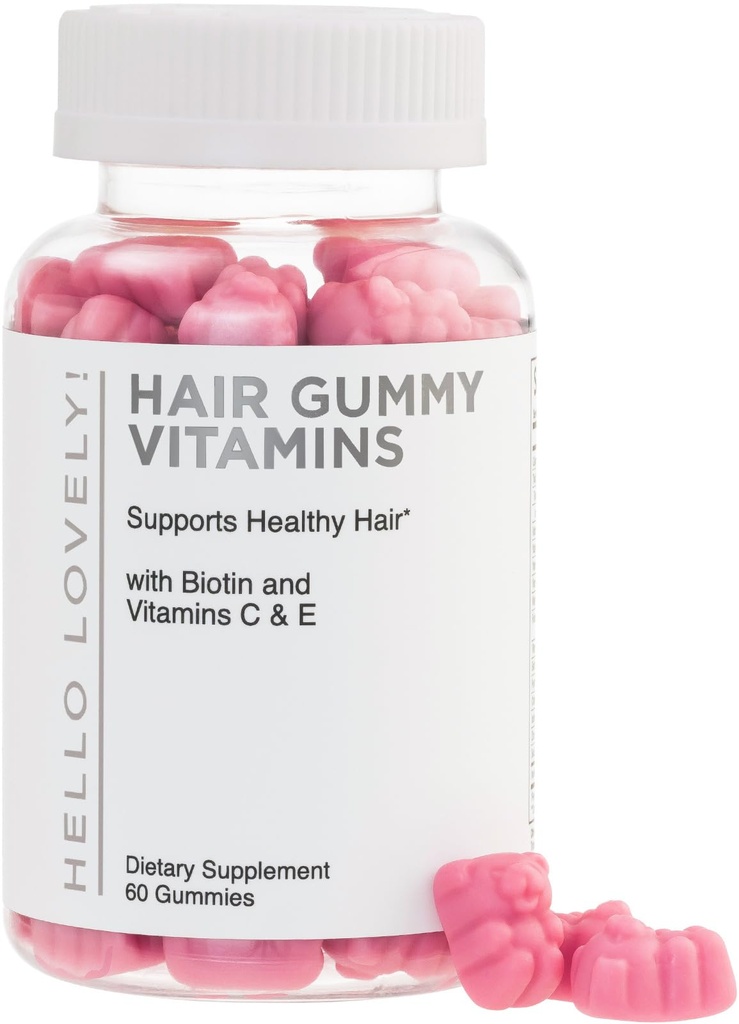 Vlasové vitamíny Gummies - Biotin 5000 mcg s vitaminem E, C & zinek, Růstové vitamíny pro ženy a muže - Silnější, krásné vlasy, kůže a nehty dodatek, Non- GMO & gluten- zdarma - 60 Gummy Medvědy