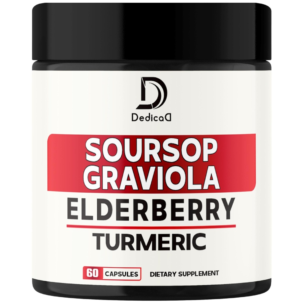 11in1 Graviola Soursop Kapsle - Smíchané s Elderberry, Kurkuma, Zázvor, Mléko Thistle, Brusinky & Více - Podpora Pozitivní nálada, imunitní systém a řízení těla