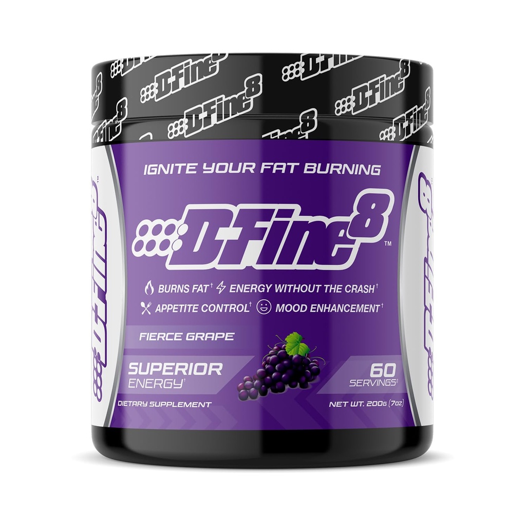 Termogenní Pre- Workout Energy Powder & Trhací dodatek, Zvýšení energie mood & Focus, Sugar Free, Obsahuje Senactiv, Endurance, 300mg kofein, N-Acetyl- L-Tyrosin (Fierce Grape)