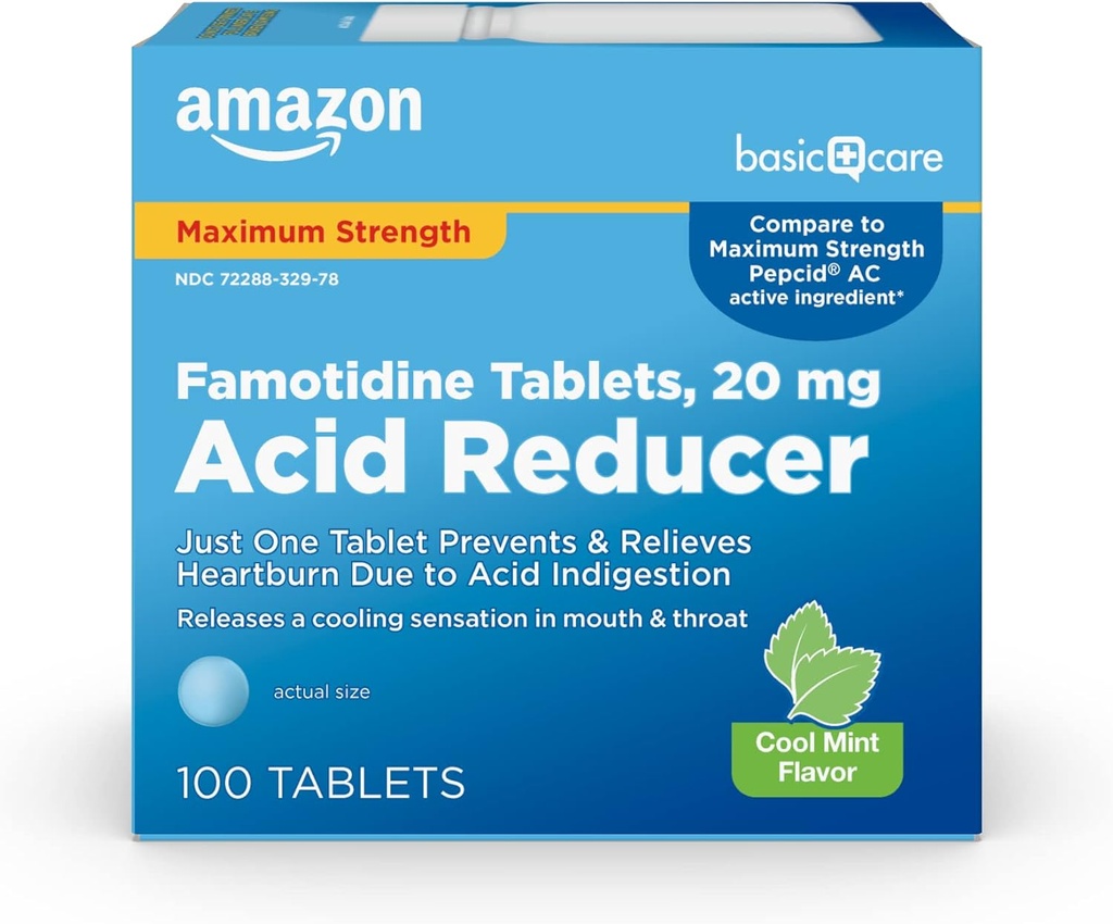 Základní péče Famotidin 20mg Cool Mint tablety, 100 Počet, bílá
