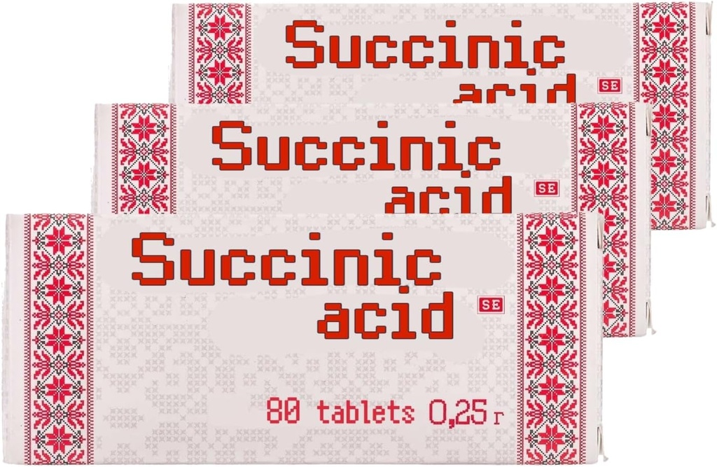 3 x Succinic Acid Amber Acid 80 tablet - celkem 240 tablet