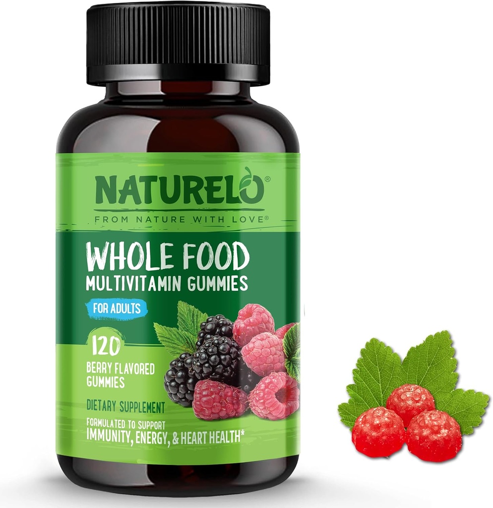 NATURELO Celé jídlo Vitamin Gummies pro dospělé - Žvýkací Gumový Multivitamin pro muže a ženy - 120 Vegan Gummies