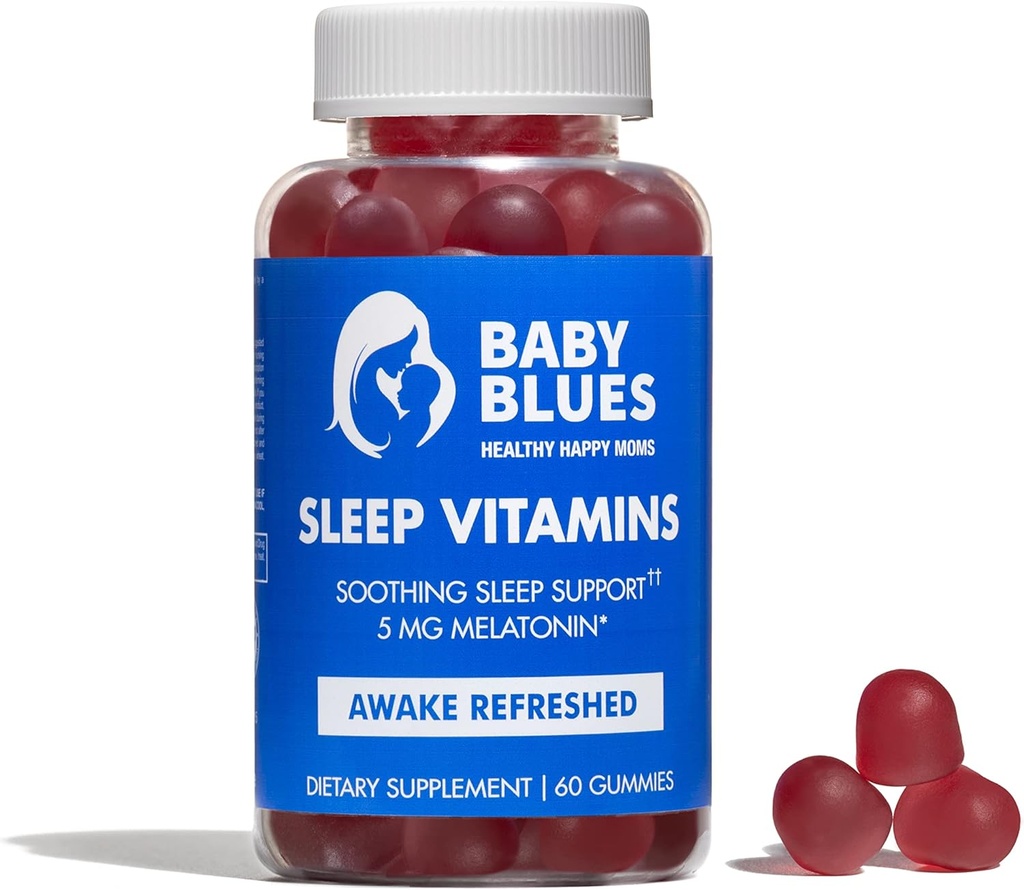 Baby Blues: Spánkové vitamíny pro matky - 5mg melatonin Jahodové ochucené žvýkačky