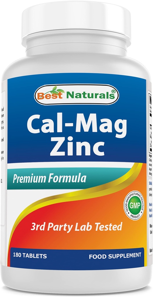 # 1 CAL MAG ZINC by Best Naturals - Essential Mineral Complex - Produced in a USA Based GMP Certified Facility and Third Party Tested for Purity. Garantované!!, 180 Tablety