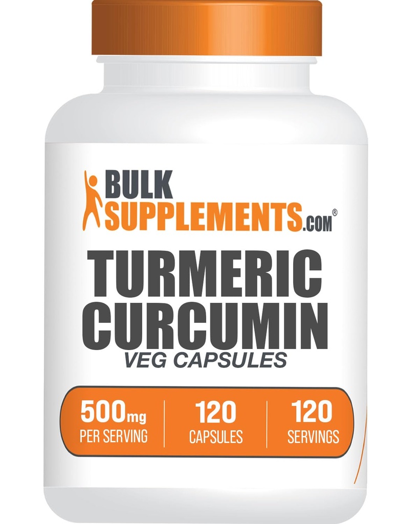 BulkSupplements.com Extrakt z Turmeric 500mg tobolky - Kurkumin doplňky, Kurkumin - Gluten zdarma, 120 Veg Kapsle (Balení po 1)
