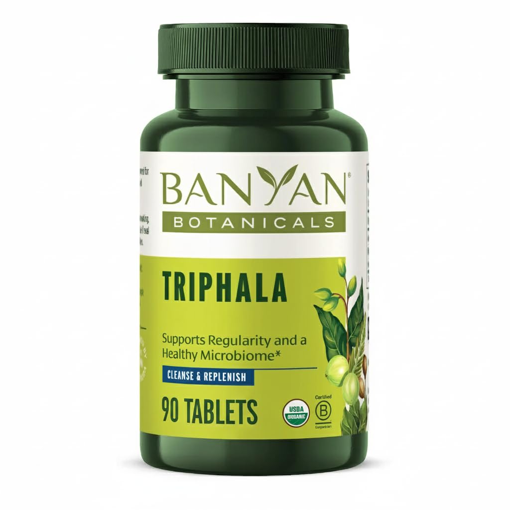 Banyan Botanicals Triphala Tablets - Organic Triphala Supplet with Amla, Haritaki & Bibhitaki - For Digestion, Elimination & Health Gut Microbiome * - 90 Tablets - Non- GMO Udržitelně Sourced Vegan
