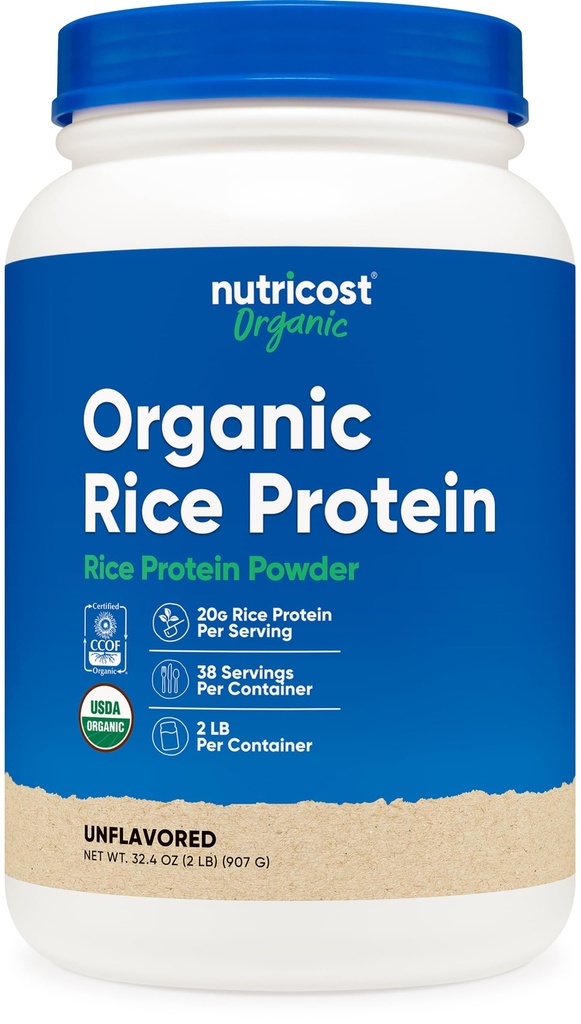 Nutricost Organic Rice Protein Powder (2 LB) - Gluten- Free, Non- GMO (od Brown Rice)