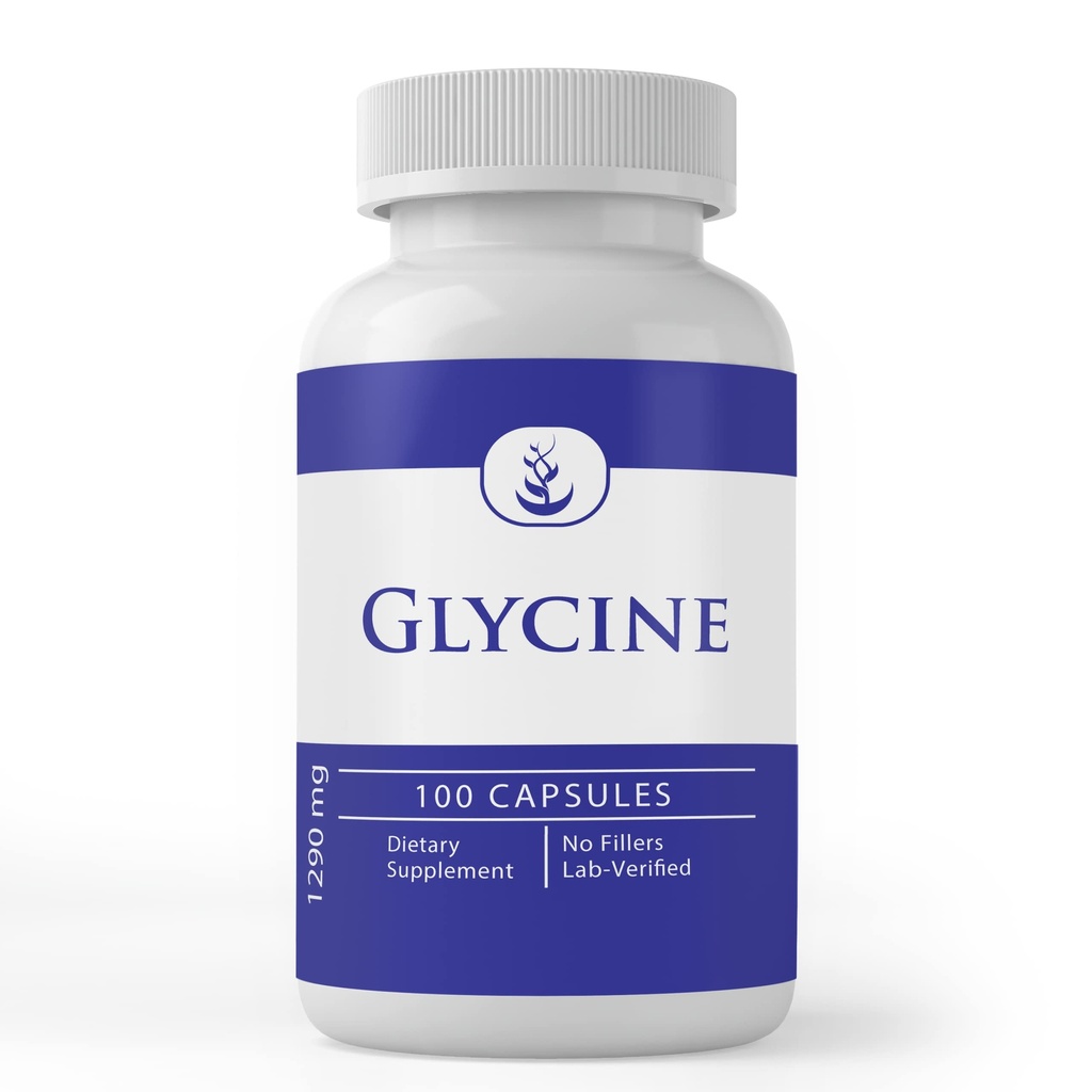 Čisté původní ingredience Glycin, (100 kapslí) Čisté, Žádné přísady nebo Fillers, Laboratorní ověřené