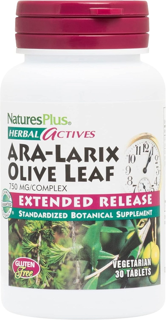 NaturesPlus Herbal Actives ARA Larix Olive Leaf - 30 Tablet - Imunitate Supplement, Extended Release Botanical Complex - Vegetarian, Gluten Free - 30 Služeb