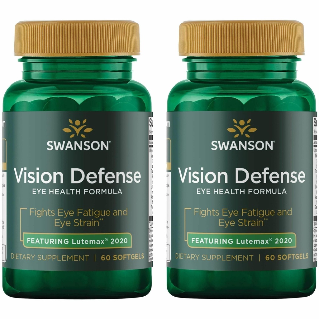 Swanson Vision Defense Antioxidant Vision Health Supplement Lutein Zeaxanthin Astaxanthin Brokolice Extract Bilberry Extract 60 Softgels Sgels (2 balení)