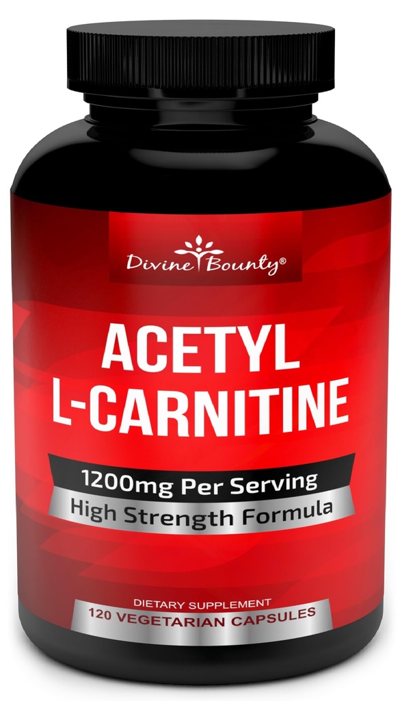 Divine Bounty Acetyl L- karnitin Kapsle 1200mg per Serving - L Carnitin dodatek 120 Vegetariánské Kapsle