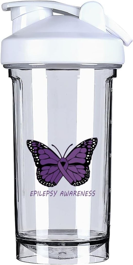Epilepsie Vědomí 18 Ounce Shaker Lahvička Mixer Leak- proof Pre Workout Protein Shakes Strava Náhrada Shakes Lahve 500ML / 18 Oz Bílá