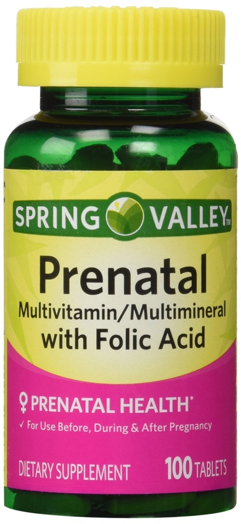 Spring Valley - Prenatal, Multivitamin, Multimineral, 100 tablet w. Kyselina listová