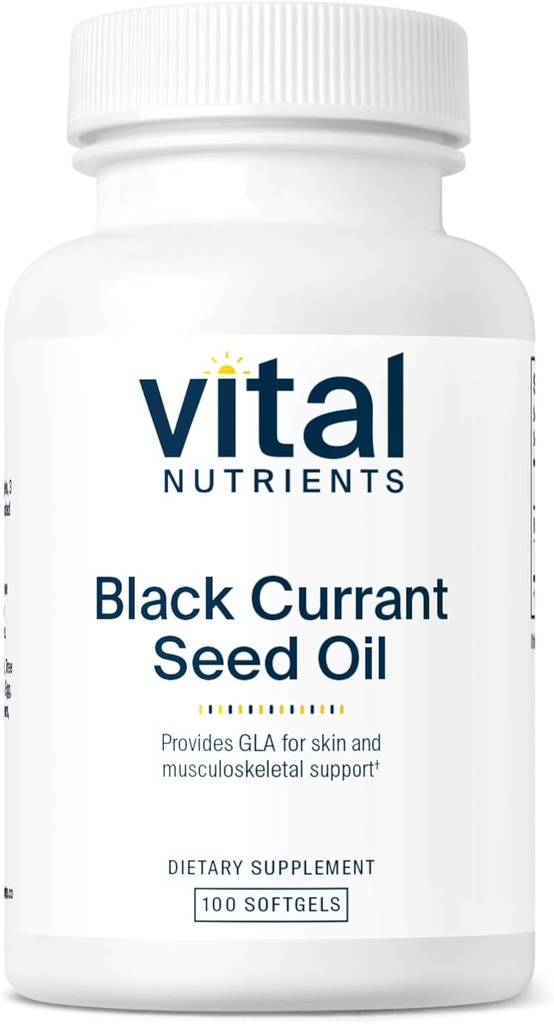 Vital Nutrients - Black Currant Seed Oil - Essential Omega 6 Fatty Acid - Obsahuje gama Linolenová kyselina (GLA) - Podpora funkce chrupavky, kloubu a nervu - 100 Softgels per Bottle