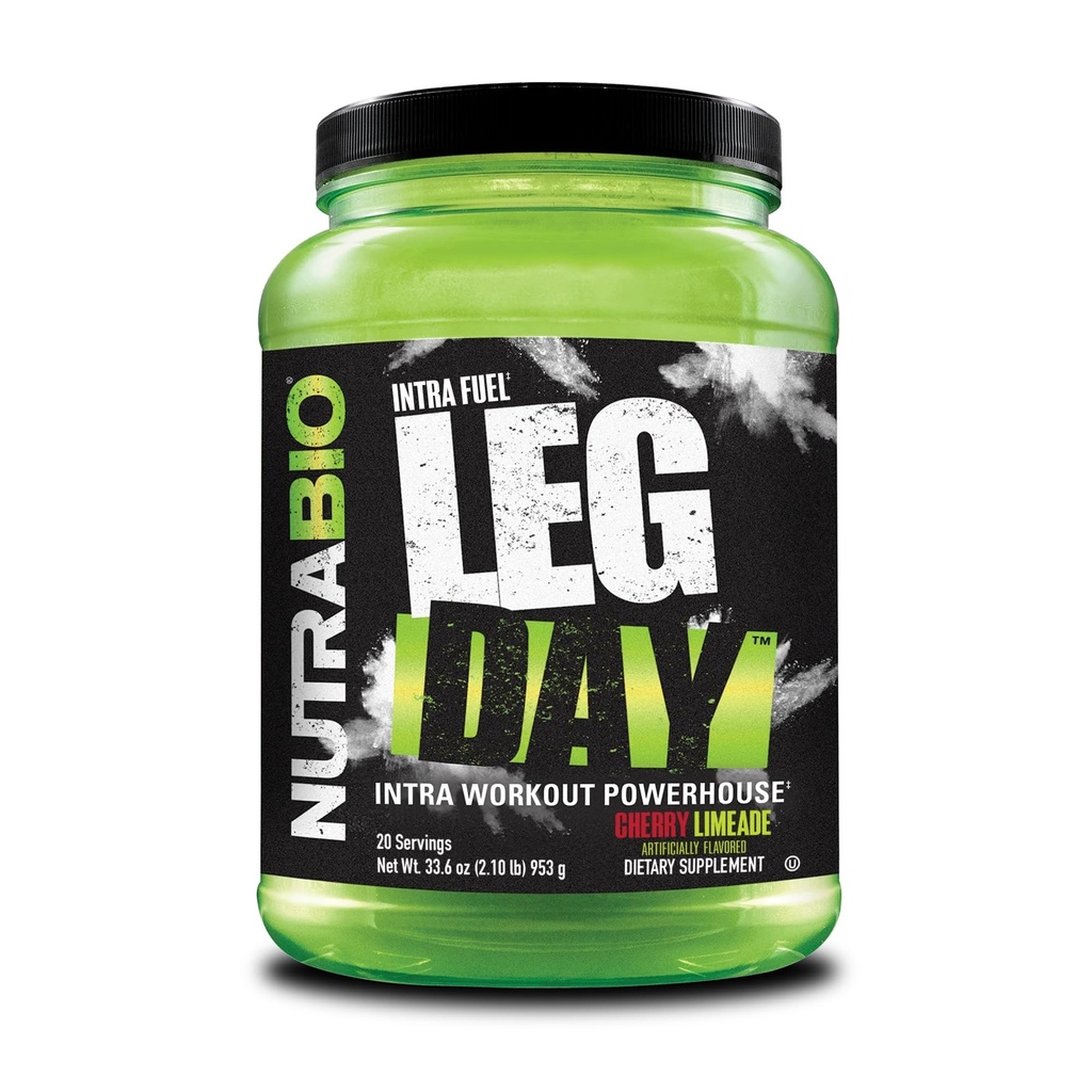 NutraBio Leg Day Intra Workout Powder - Advanced Carb Supplement with Cluster Dextrin & Electrolytes - Karb Powder with EAA / BCAA - Cyclic Dextrin for Performance - Cherry Lime, 20 Servings
