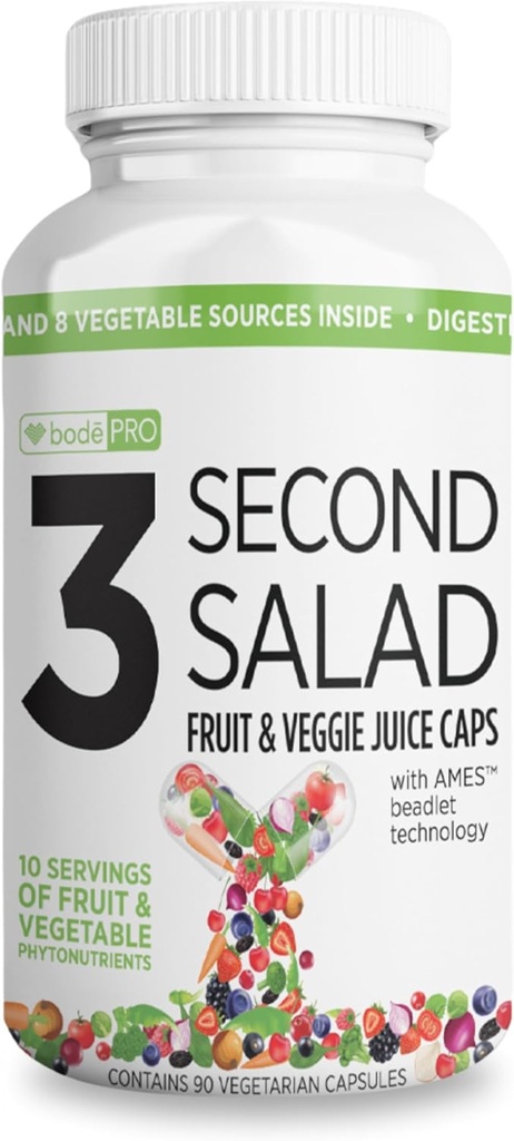 BODEPRO Bode Pro 3 Second Salát 124; Phytonutrient bohaté ovoce a veggie dodatek, Antioxidant a trávicí enzym vzorec 124; Non- GMO Veggie Kapsle 124; 90 Počet