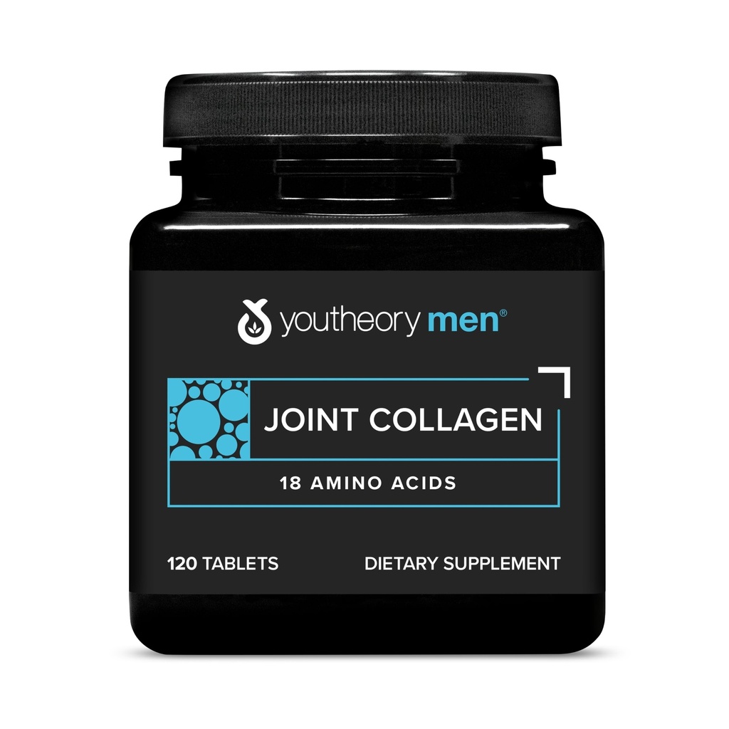 Youtheory Men 's Joint Collagen with 18 Amino Acids - Hair, Nail, Muscle, Bone & Joint Support - with Boswellia Extract, Ginger & Black Pepper * - 120 Tablet (60- Day Supply)