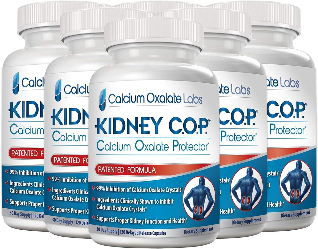 KIDNEY C.O.P. Oxalát vápenatý protektor 120 Kapsle, Podpora ledvin pro kalcium Oxalát krystalů, Pomáhá zastavit opakování kamenů, Silnější než Chanca Piedra Stone Breaker doplňky, 6 Pack