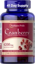 Puritan 's Pride Premium Cranberry Fruit Concentrate 84 mg (4200 mg ekvivalentu) s vitaminy C a E, dodatek stravy pro podporu imunitního systému, 4 měsíční dodávka, 250 Rychlé uvolnění Softgels