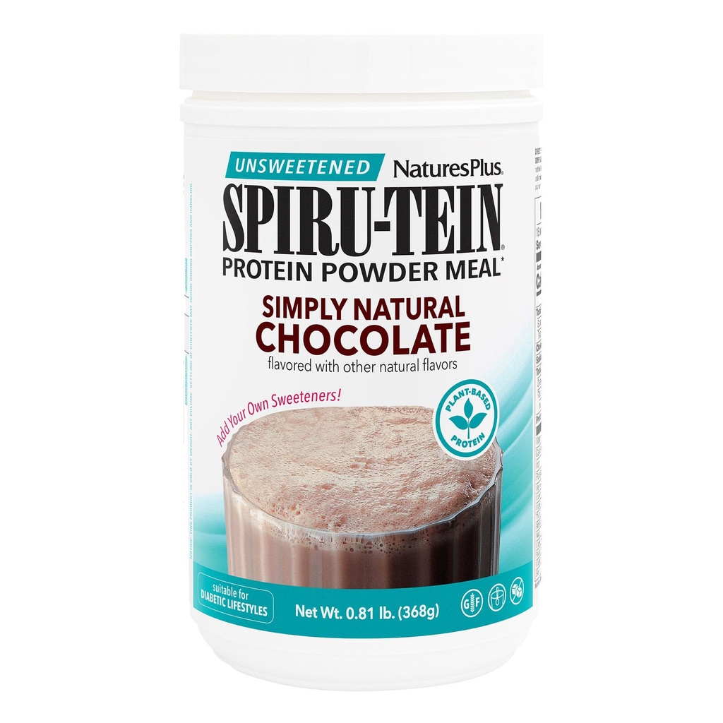 Natures Plus jednoduše přírodní SPIRU-TEIN Shake - Neslazená čokoláda - 0,82 lb protein powder- strava náhrada - Přírodní energie - Podporuje Diabetický životní styl - Vegetariánské, 16 Služeb