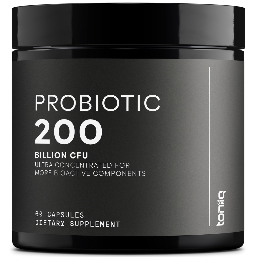 Toniiq 200 Billion CFU Probiotický dodatek 30 Ověřené Third-Party Testované šňůry - Plně Shelf-Stabilní Probiotika Formule s Prebiotic Směs - Rozšířené uvolnění Kapsle