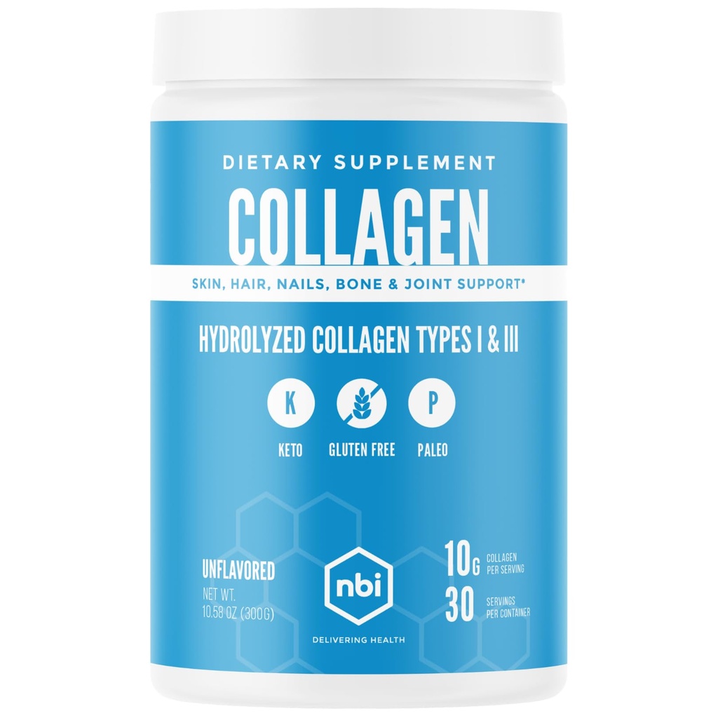 NBI Neochucené, Kolagen Peptidy Powder, Paleo- a Keto Friendly, Typ I a III Hydrolyzované kolagen, Amino kyseliny dodatek, mléčné zdarma, Soy zdarma, gluten zdarma