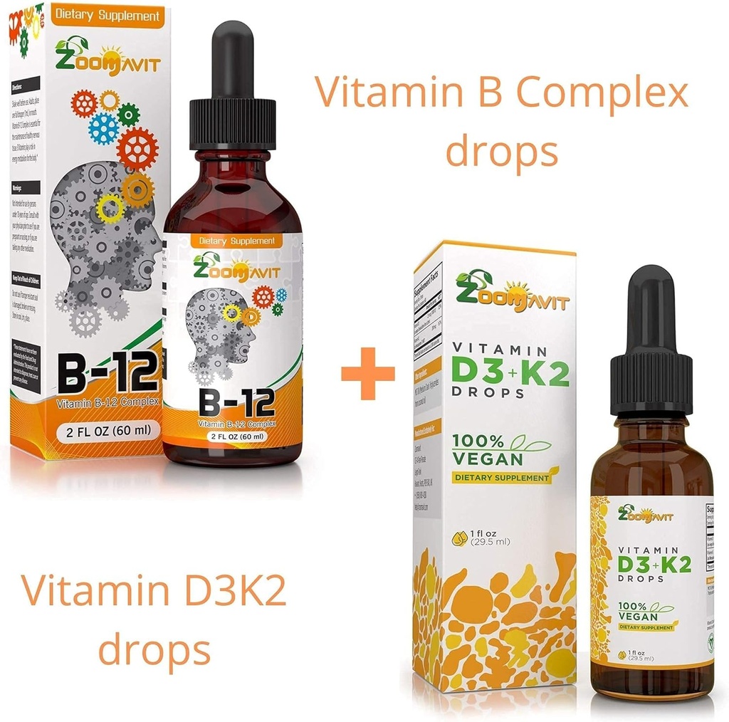 Vitamin B Komplexní kapky + Vegan Vitamin D3 K2 kapky