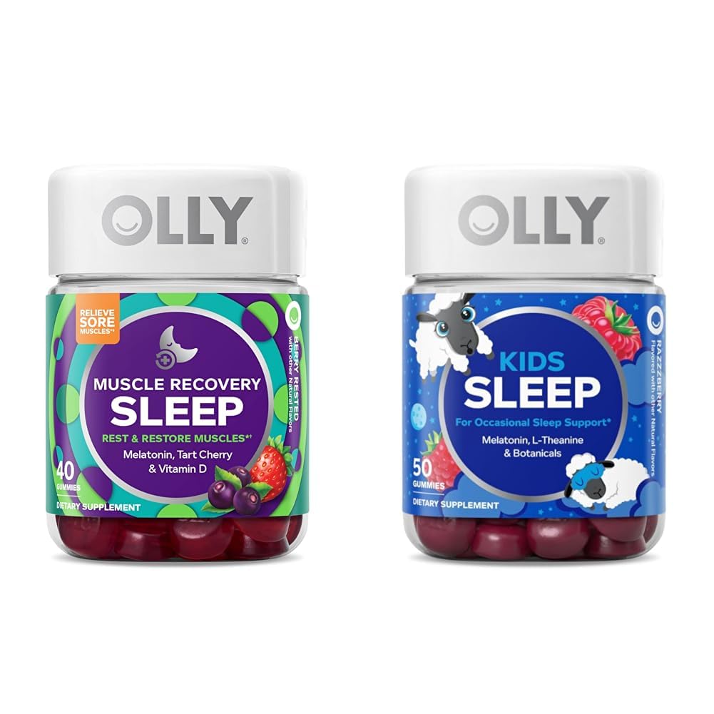 OLLY Muscle Recovery Spánek Gummies s Tart Cherry, 40 Počet a děti Spánek Gummy s melatonin, Heřmánek, 50 Počet