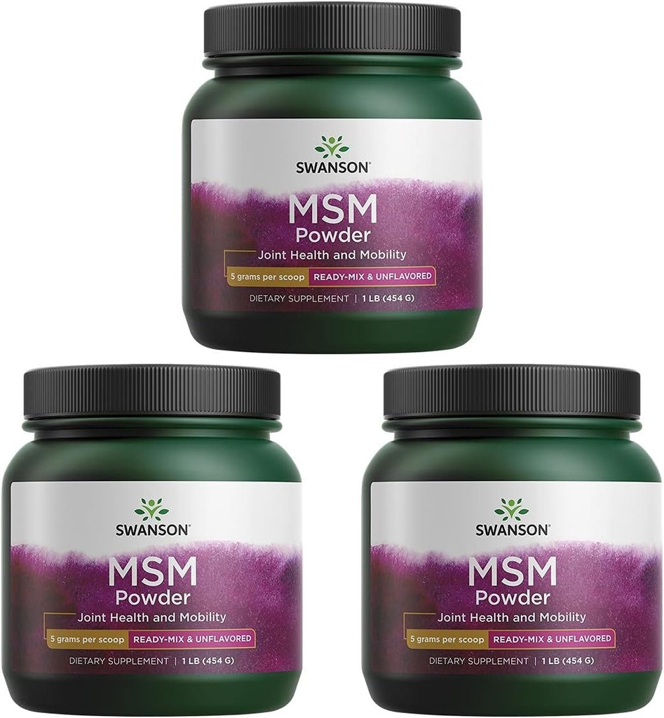Swanson Premium Brand Msm Powder - Ready- Mix & Neochucený 1 LB Pwdr 3 Pack