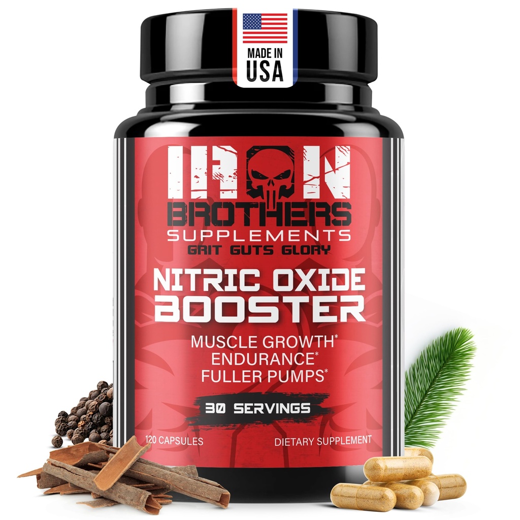Železo Brothers doplňky Nitric Oxide Booster 124; Extra Pevnostní čerpadla Doplňky 124; Pre- Cvičení s L- Arginin CU124; Maximální krevní tok & Vaskularita 124; Zvýšení svalové čerpadla, Energie & Endurance - 30 dní