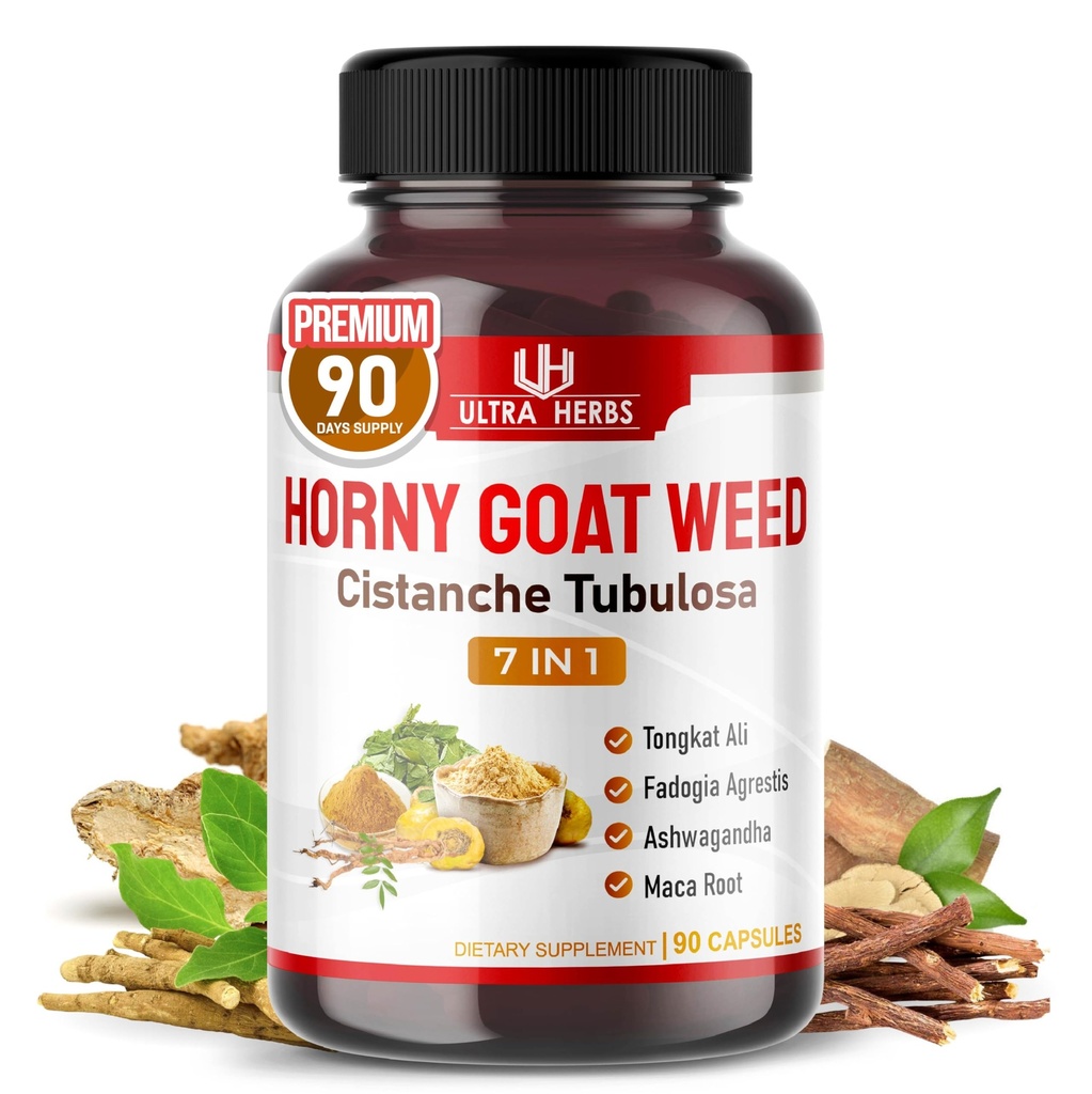 Ultra Horny Goat Weed Tongkat Ali Maca Root Tribulus - Increase Energy, Stamina & Performance with Fadogia Ashwagandha Ginseng L- Arginin (90 hrabě (balení po 1))
