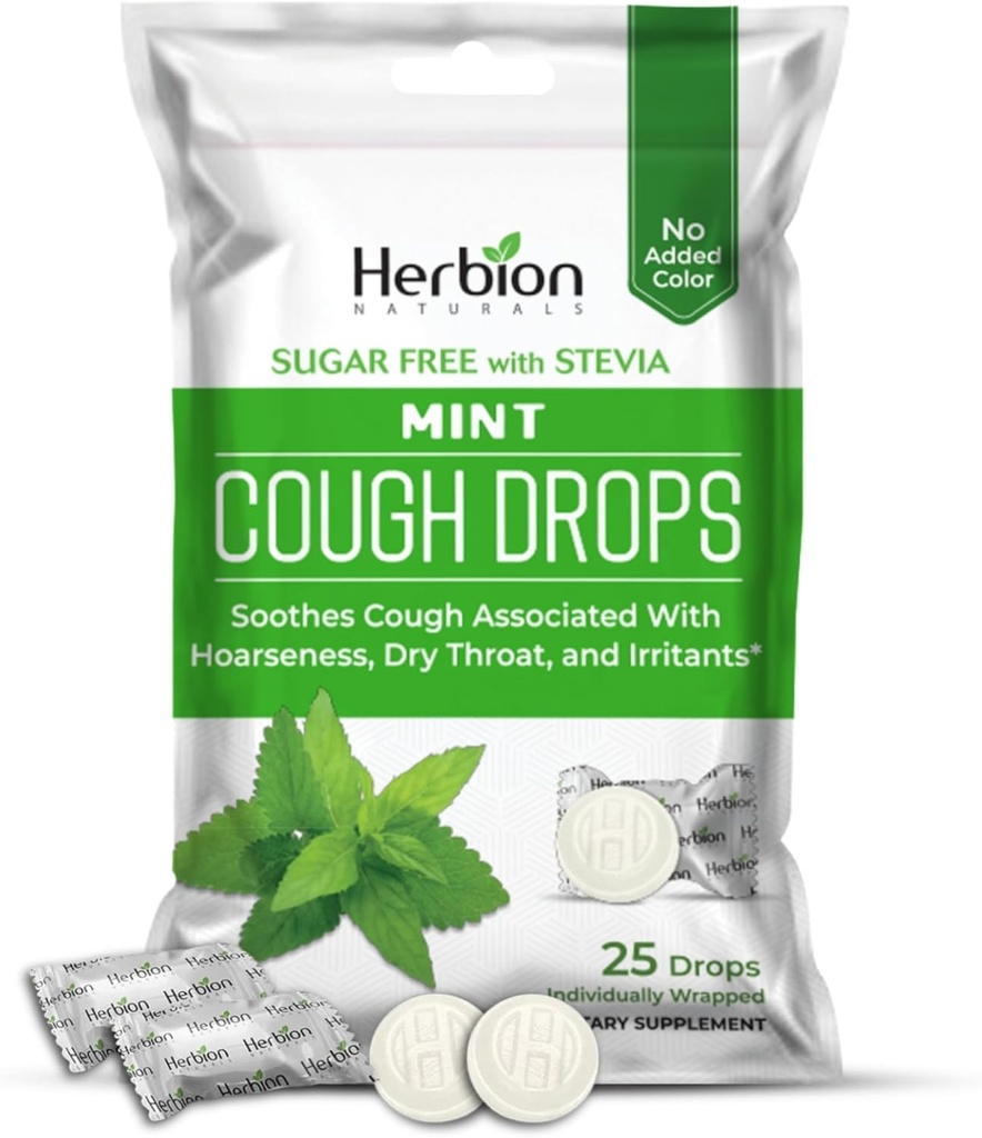 HERBION Naturals Kašel Kašel Kašel, Sugar- Volný se Stevia, Dietní dodatek, Mýdlo Kašel, pro dospělé a děti nad 6 let, 125 Kašel (Balení 5), Mint