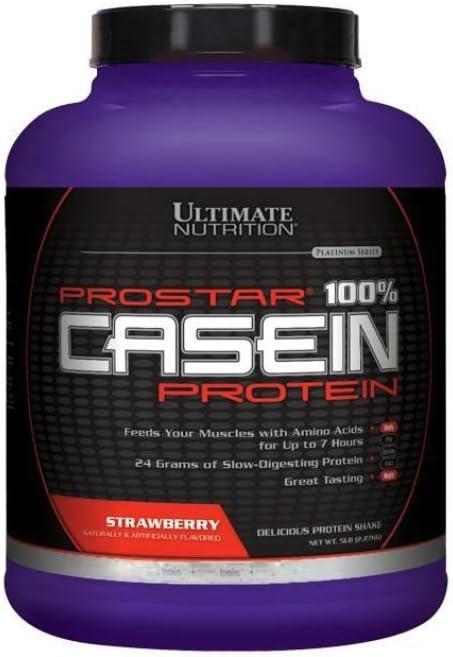 Ultimate Nutrition Prostar Micelar a hydrolyzované kaseinové bílkoviny prášek - tuk zdarma přes noc růst svalů a zotavení s BCAA, 5 liber, jahoda
