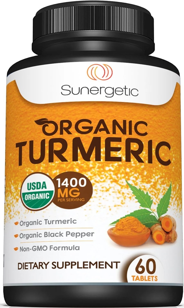 USDA Certified Organic Turmeric Supplement - zahrnuje Organic Turmeric & Organic Black Pepper - 1,400mg Turmeric per Serving - 60 Počet (balení po 1)