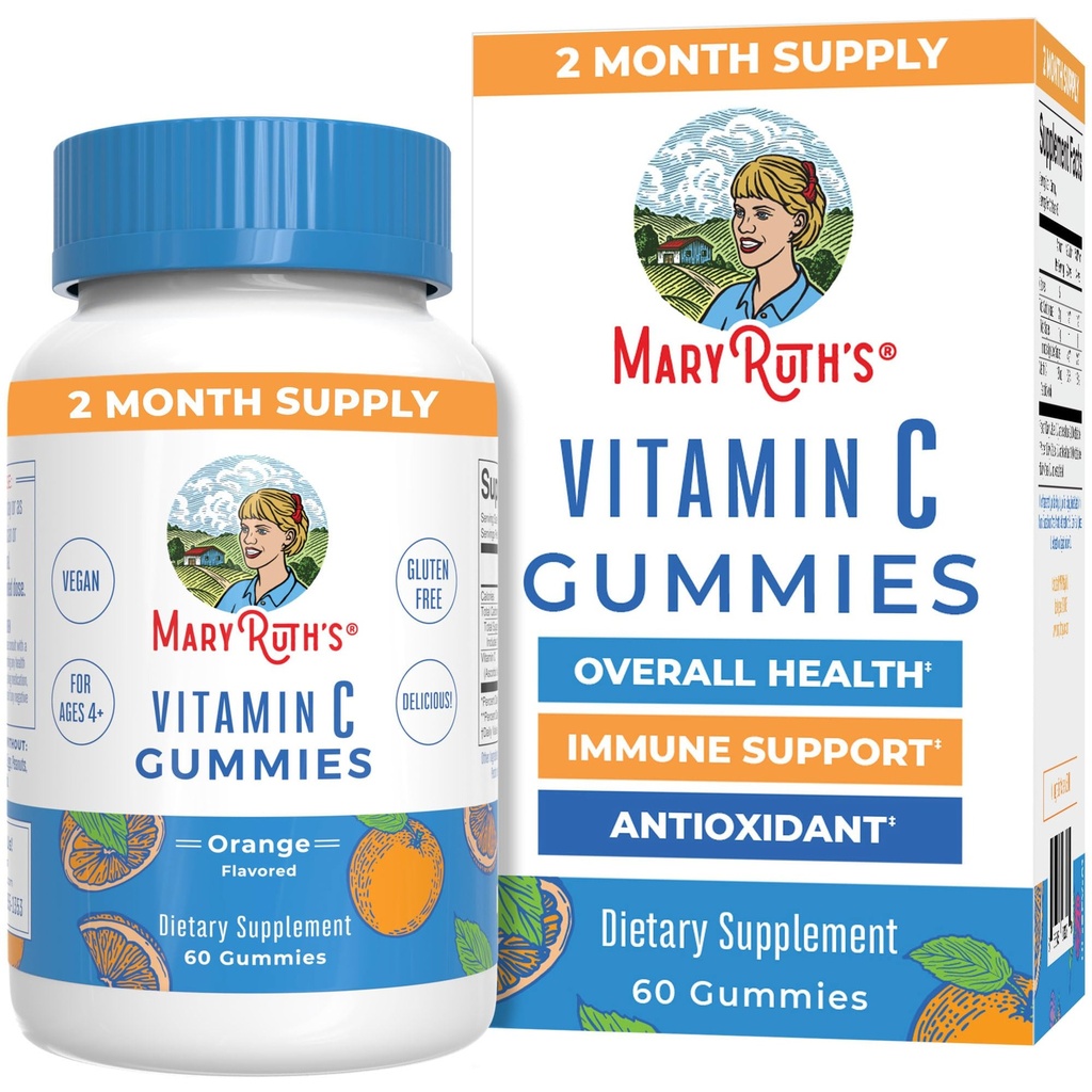 MaryRuth Organics Vegan Vitamin C Gummy 124; 2 Měsíční zásoba 124; Imunitní podpora dodatek pro dospělé a děti 124; Žvýkací vitamin C Gummy Vitamíny 124; Non- GMO 124; Pectin na bázi 124; 60 Počet