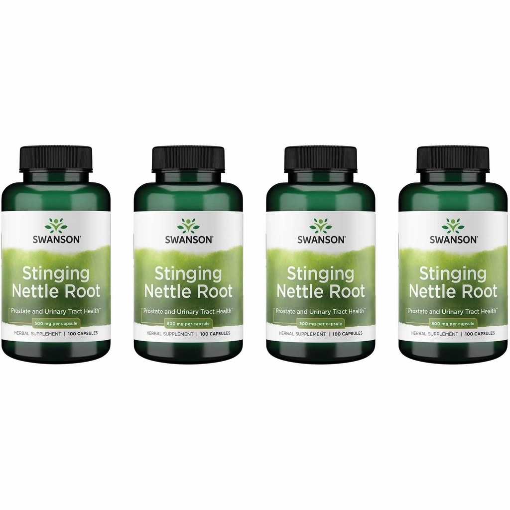 Swanson Stinging Nettle Root (Urtica Dioica) - Bylinný dodatek - (100 kapslí, 500mg) (4 balení)