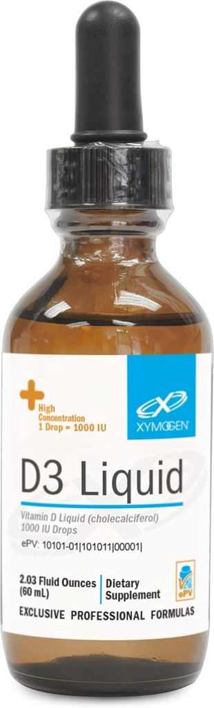XYMOGEN D3 Liquid - Liquid Vitamin D Kapky s vitamínem D3 na podporu imunitního zdraví, Bone + Heart Health - 1000 IU VIT D per Drop - Micro- Emulsified for Enhanced Absorption (2.03 oz / 1500 Servings)