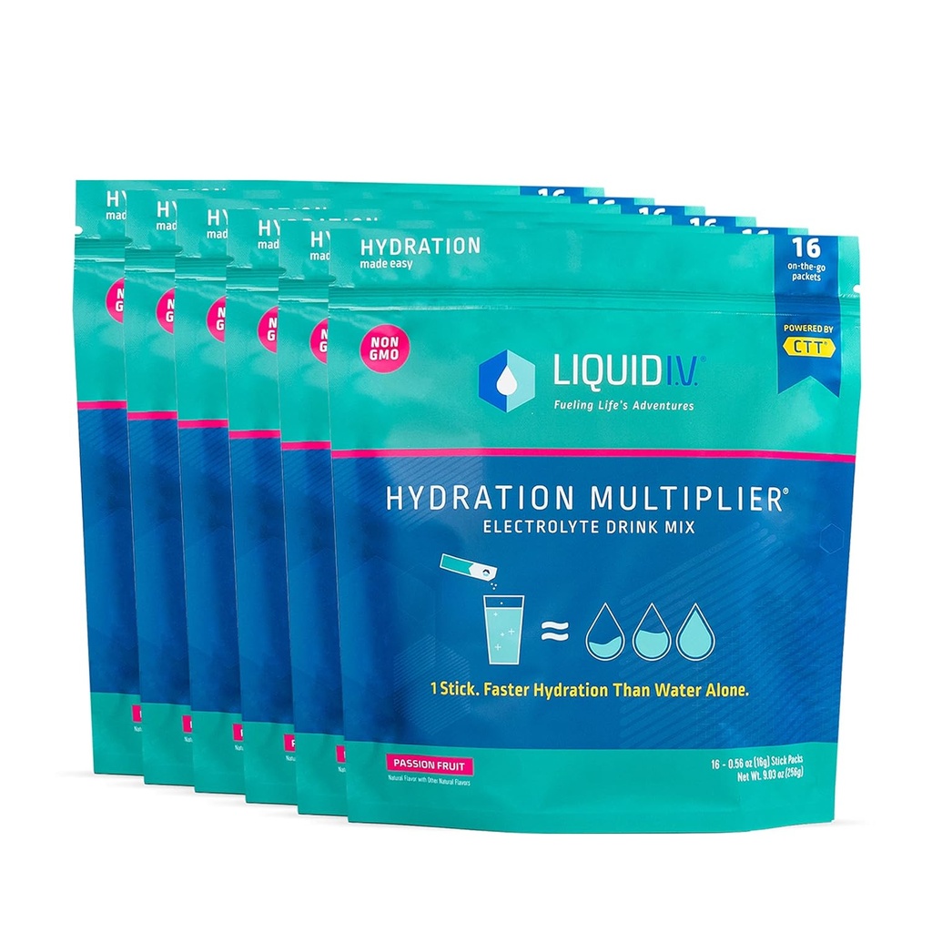 Liquid I.V. Hydration Multiplier - Passion Fruit - Hydration Powder Packets CU124; Electrolyte Drink Mix CU124; Easy Open Single-Serving Stick CU124; Non- GMO CU124; 96 Sticks