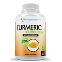 Kurkumin dodatek - 2250mg / d - Veggie Caps - 95% kurkuminoidy s černým pepřovým extraktem (Bioperin) - 750mg Kapsle - 100% organické - Nejvýkonnější kurkuma (180 Počet)