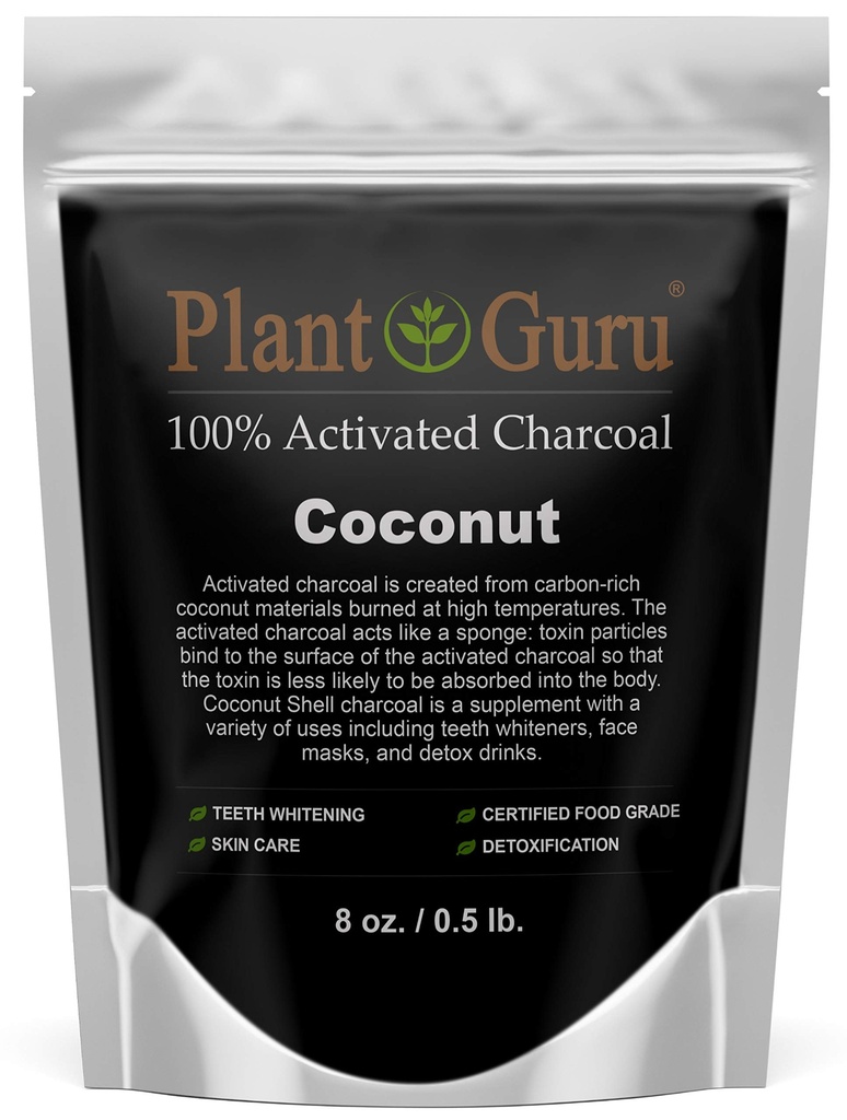 Aktivovaný Charcoal Powder 8 oz. Kokos - Potraviny stupeň Kosher Non- GMO - Bělení zubů, Maska obličeje a mýdlo. Podporuje přirozenou detoxikaci a pomáhá trávení