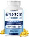 Oceanblue Professional Omega-3 2100 s vitaminem K2 a vitaminem D3-60 Count - Trojitá síla nepálený rybí olej Omega-3 dodatek s EPA, DHA & DPA - Wild Caught - Orange Flavor, 30 Služeb
