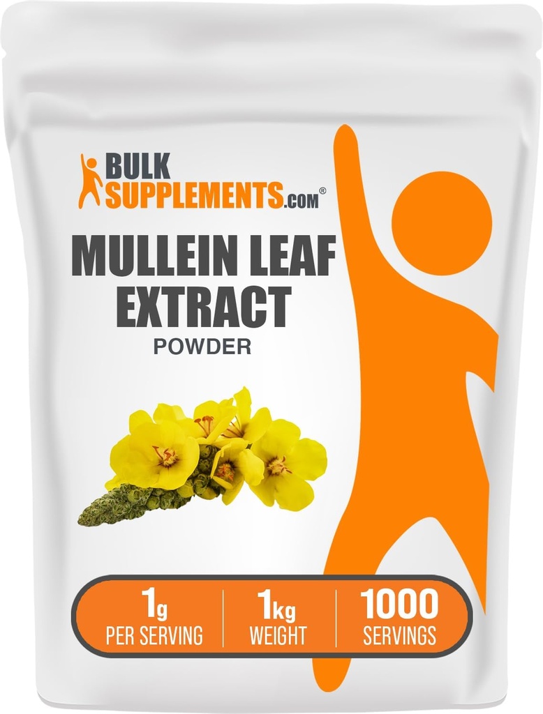 BulkSupplements.com Mullein Leaf Extract - Verbascum Thapsus, Mullein Supplement - Bylinný dodatek pro imunitní podporu - Bezlepkový, 1g na servírování, 1kg (2,2 kg) (balení po 1)